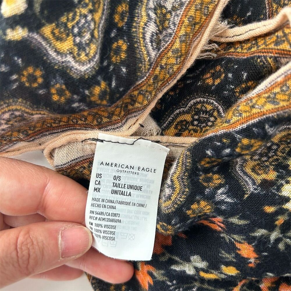 American Eagle Outfitters Black and Orange Patterned Cardigan - Picture 9 of 9